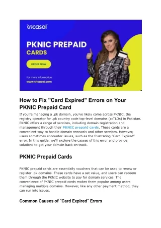 How to Fix "Card Expired" Errors on Your PKNIC Prepaid Card