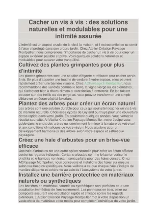 Cacher un vis à vis : Solutions naturelles pour l'intimité