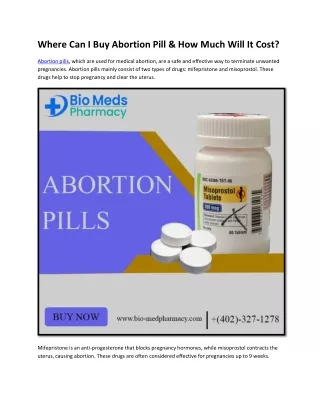 Where Can I Buy Abortion Pill & How Much Will It Cost