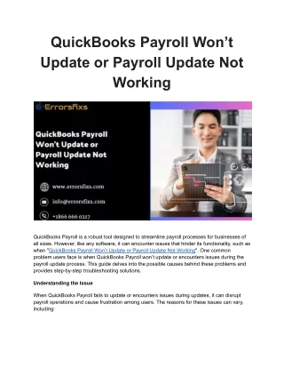 QuickBooks Payroll Won’t Update or Payroll Update Not Working