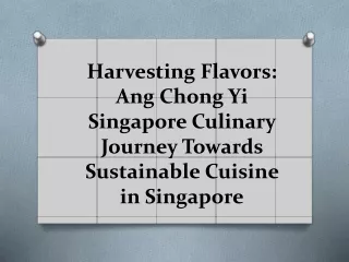 Harvesting Flavors: Ang Chong Yi Singapore Culinary Journey Towards Sustainable
