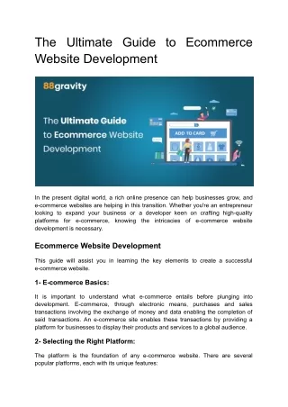 The Ultimate Guide to Ecommerce Website Development