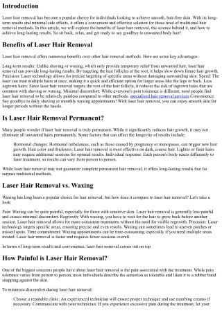 Very long-Phrase Benefits of Laser Hair Removing: Love Smooth Skin For a longer