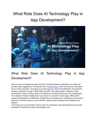What Role Does AI Technology Play in App Development