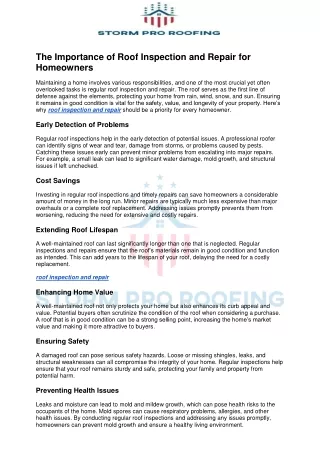 roof inspection and repair