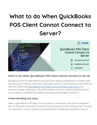 What to do When QuickBooks POS Client Cannot Connect to Server