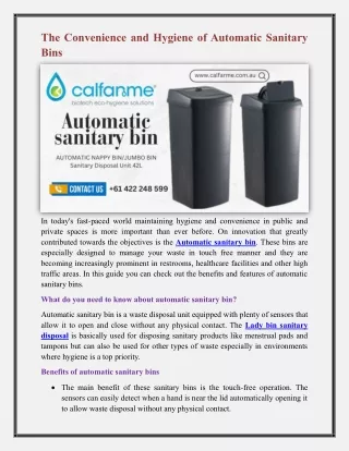 Automatic sanitary bin