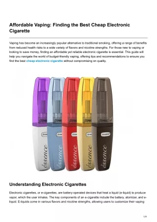 Affordable Vaping Finding the Best Cheap Electronic Cigarette