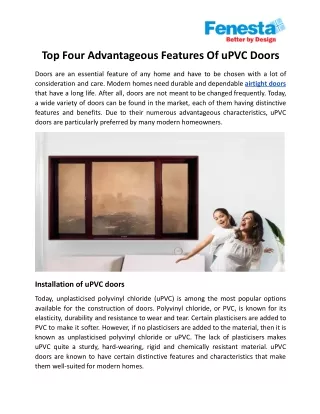 Top Four Advantageous Features Of uPVC Doors