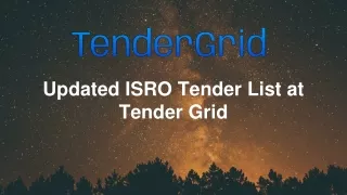 Updated ISRO Tender List at Tender Grid