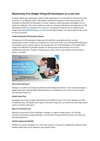 Maximizing Your Budget Hiring iOS Developers at a Low Cost