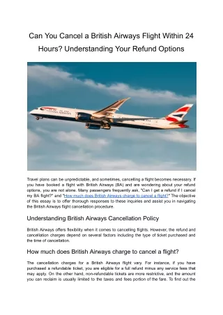 How Much Does British Airways Charge to Cancel a Flight?