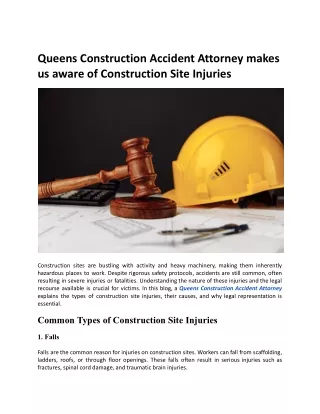 Queens Construction Accident Attorney Explains Construction Site Injuries