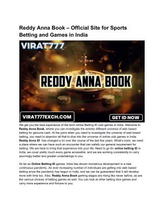 Reddy Anna Book – Official Site for Sports Betting and Games in India