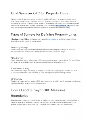 Land Surveyor OKC for Property Lines