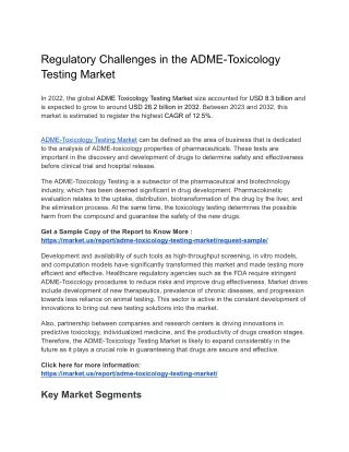 ADME-Toxicology Testing Market Strategies for Growth: 2024-2033 Insights