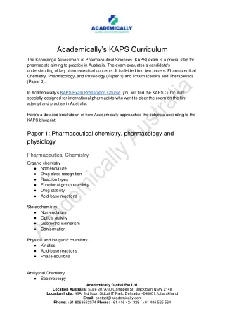 Academically’s KAPS Curriculum