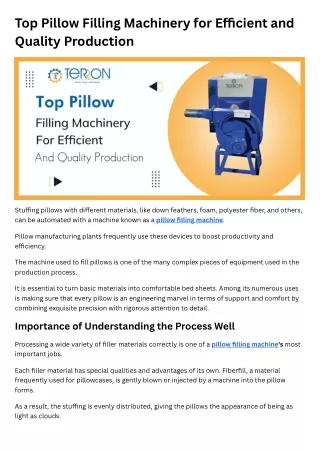 Top Pillow Filling Machinery for Efficient and Quality Production