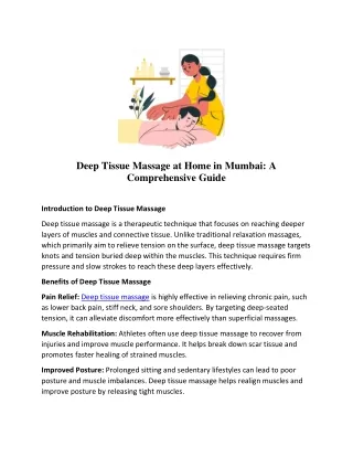 Deep Tissue Massage at Home in Mumbai - Fem spa