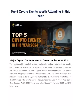 Top 5 Crypto Events Worth Attending in this Year