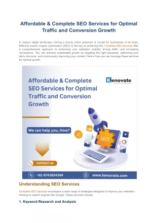 Affordable & Complete SEO Services for Optimal Traffic and Conversion Growth,,