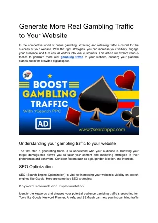 Generate More Real Gambling Traffic to Your Website