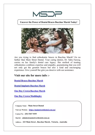Uncover the Power of Dental Braces Bacchus Marsh Today!
