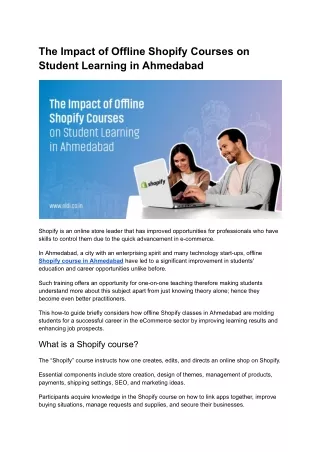 The Impact of Offline Shopify Courses on Student Learning in Ahmedabad