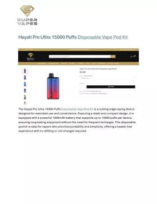 Hayati Pro Ultra 15000 Puffs Disposable Vape Pod Kit