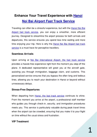 Experience with Hanoi Noi Bai Airport Fast Track Service