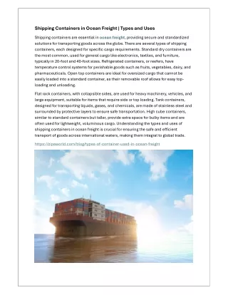 Shipping Containers in Ocean Freight | Types and Uses