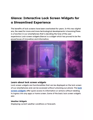 Glance_ Interactive Lock Screen Widgets for a Streamlined Experience