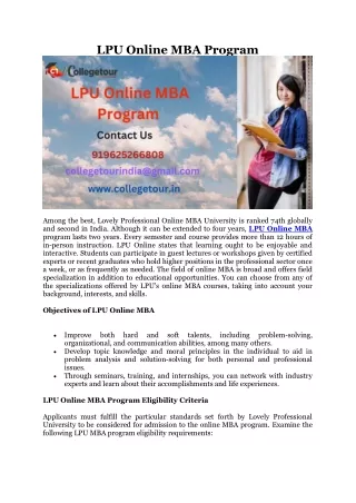 LPU Online MBA Fees