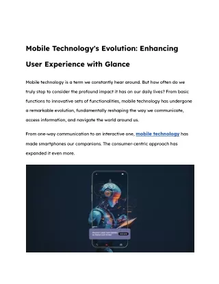 Mobile Technology's Evolution_ Enhancing User Experience with Glance