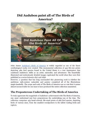 Did Audubon paint all The Birds of America?