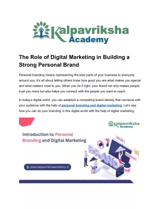 The Role of Digital Marketing in Building a Strong Personal Brand