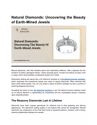 Natural Diamonds_ Uncovering the Beauty of Earth-Mined Jewels