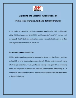 Exploring the Versatile Applications of Trichloroisocyanuric Acid and Tetrahydro