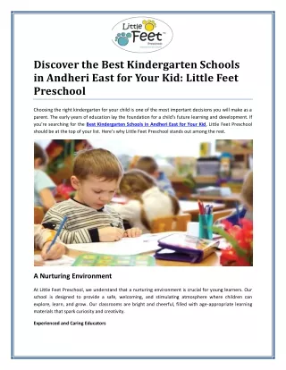 Best Kindergarten Schools in Andheri East for Your Kid