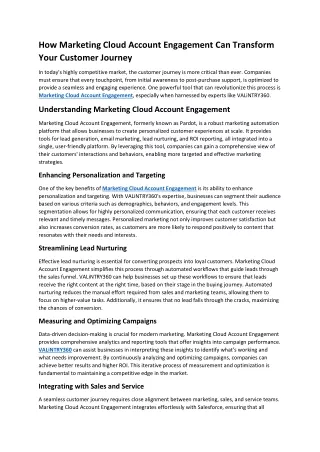 How Marketing Cloud Account Engagement Can Transform Your Customer Journey