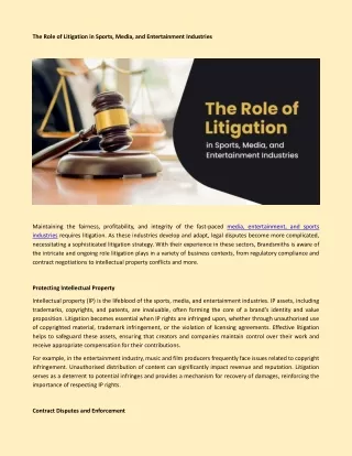 The Role of Litigation in Sports, Media, and Entertainment Industries - Brandsmiths