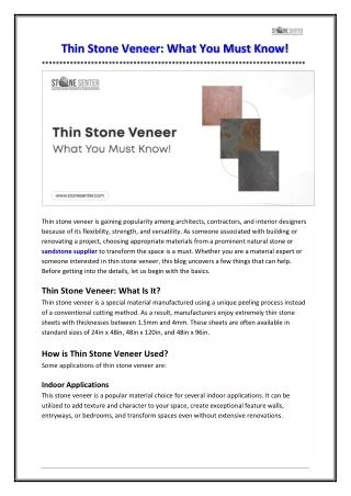 Thin Stone Veneer - What You Must Know!