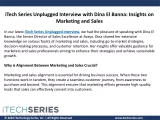 iTech Series Unplugged Interview with Dina El Banna