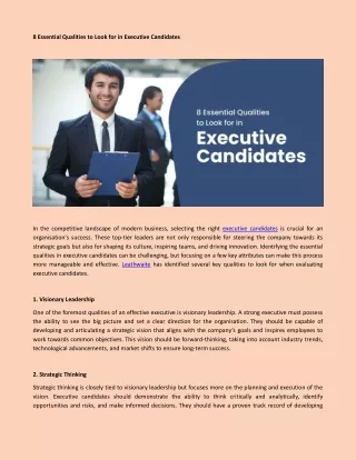 8 Essential Qualities to Look for in Executive Candidates - Leathwaite