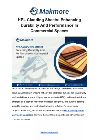 HPL Cladding Sheets: Enhancing Durability And Performance In Commercial Spaces