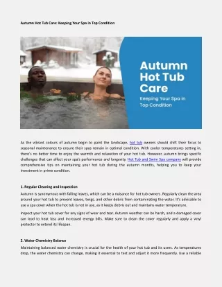 Autumn Hot Tub Care Keeping Your Spa in Top Condition - The Hot Tub and Swim Spa company