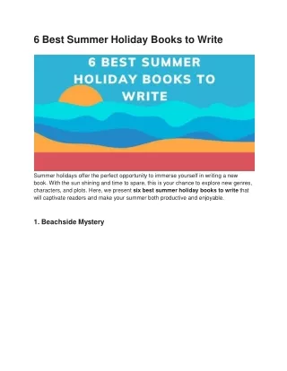 6 Best Summer Holiday Books to Write