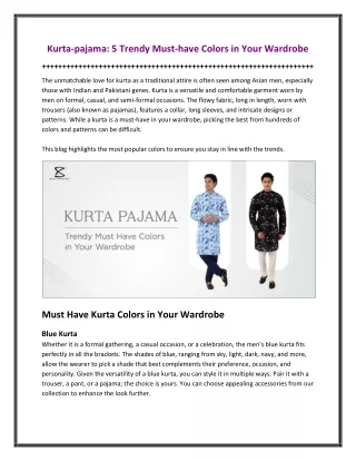 Kurta-pajama - 5 Trendy Must-have Colors in Your Wardrobe