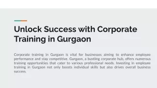 CORPORATE TRAINING IN GURGAON