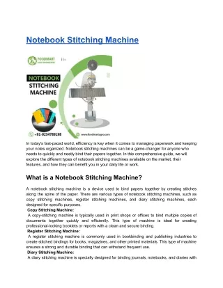 Notebook Stitching Machine